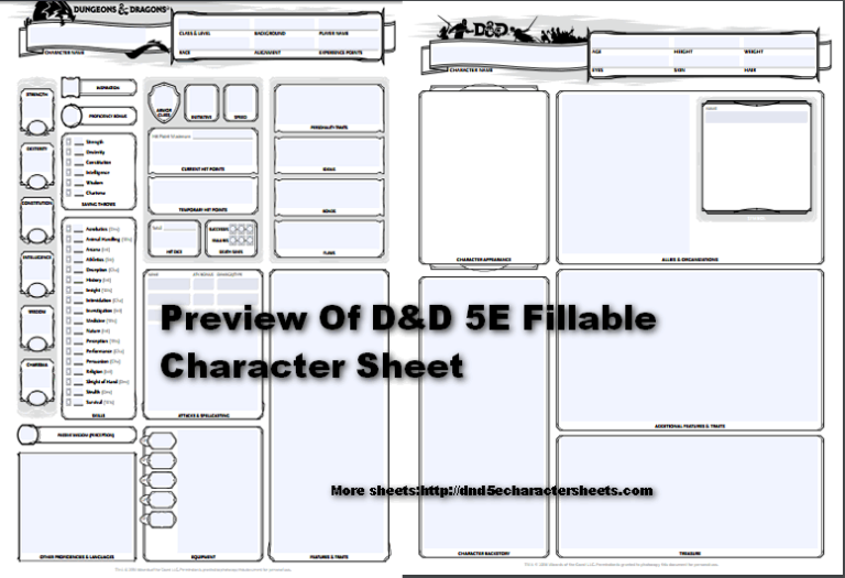 Dungeons & Dragons 5e Character Sheet With All PDF's (Editable
