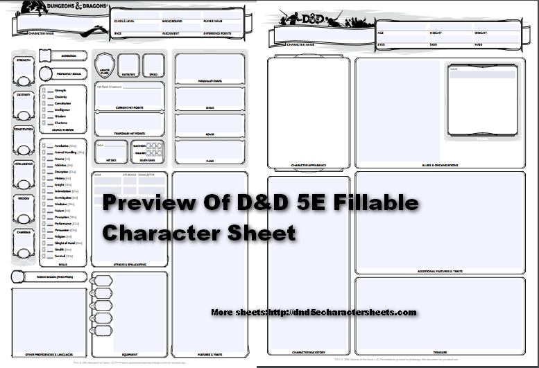 D&D 5E Fillable Character Sheet 2018