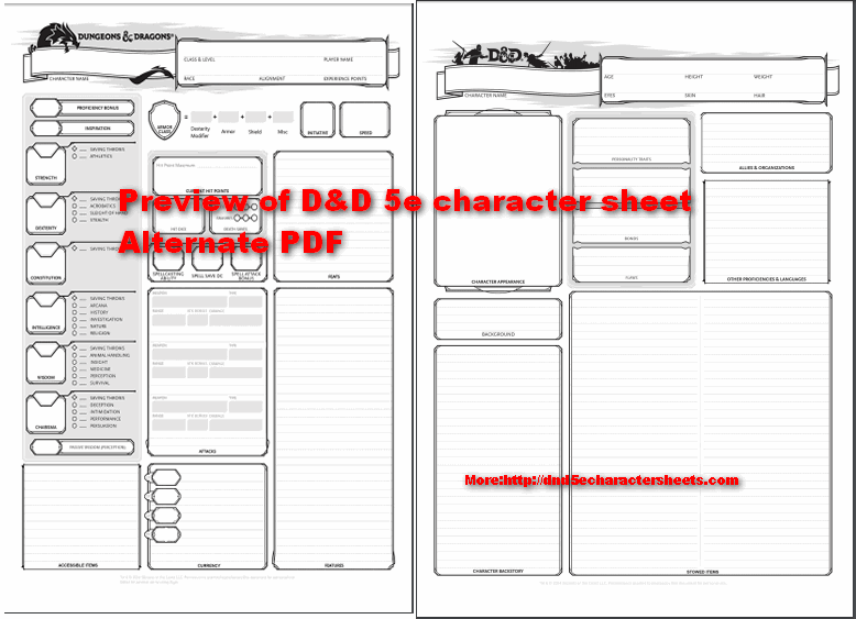 dnd 5e editable pdf character sheet